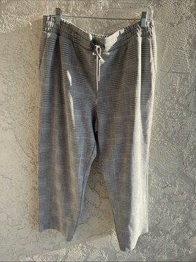 a new day Gray Plaid Drawstring herringbone grey trousers Joggers size Large